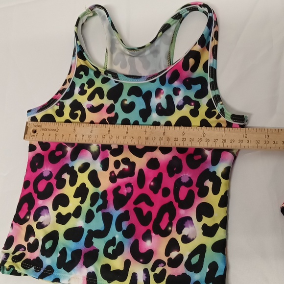 Girls swimsuit set size 7 - 8  Cheetah print EUC. - Picture 5 of 7
